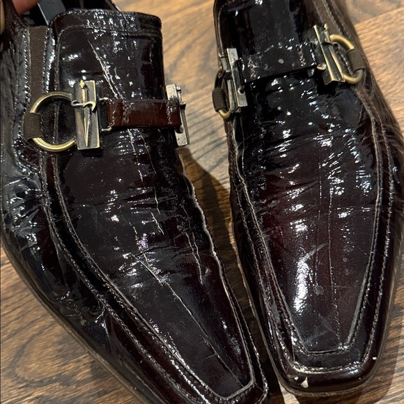 Cesare Paciotti Mens Dress Shoes Horsebit Loafer Brown Patent Leather Italy Sz 7 main image 4